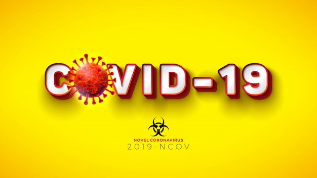 Free vector covid-19. novel coronavirus concept design with virus cell and biological danger symbol