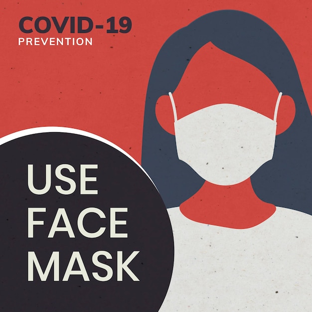 Vettore gratuito la prevenzione del covid-19 usa la pubblicità sociale della maschera facciale