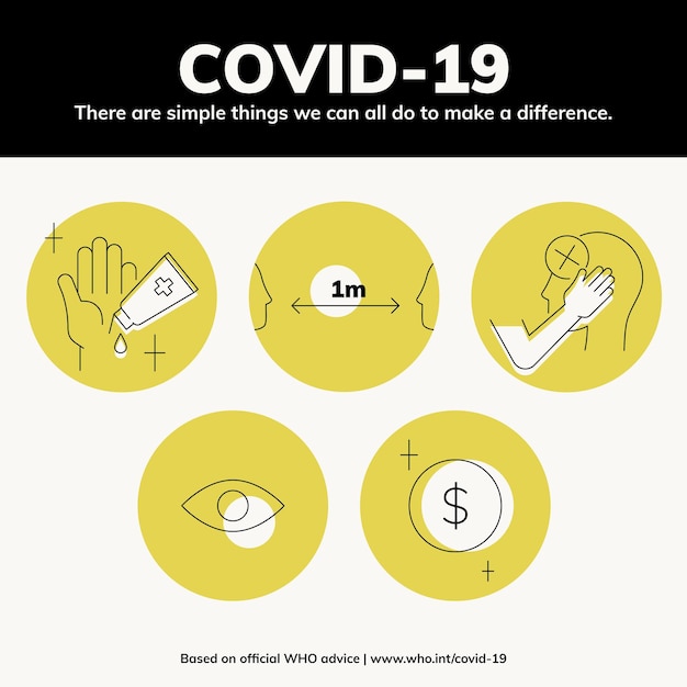 Free vector covid-19 simple ways to make a difference template