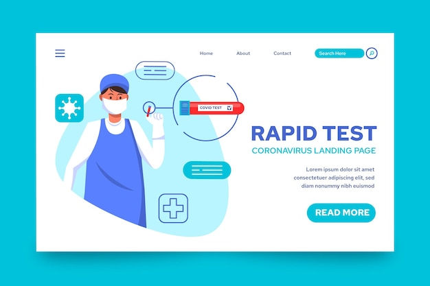 Free vector covid-19 test landing page concept