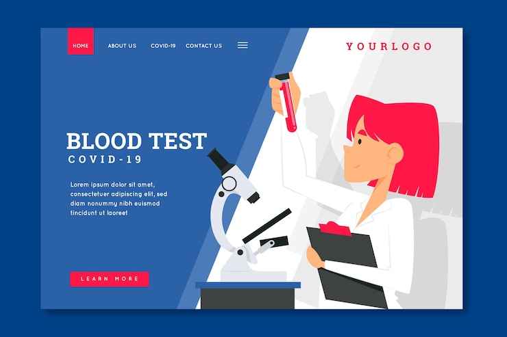 मुफ़्त वेक्टर covid-19 test landing page