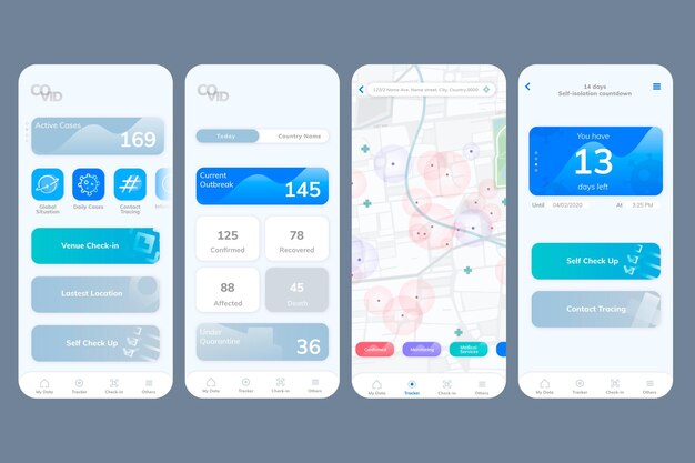 Covid-19 User Interface App Mockup  Mobile Screen