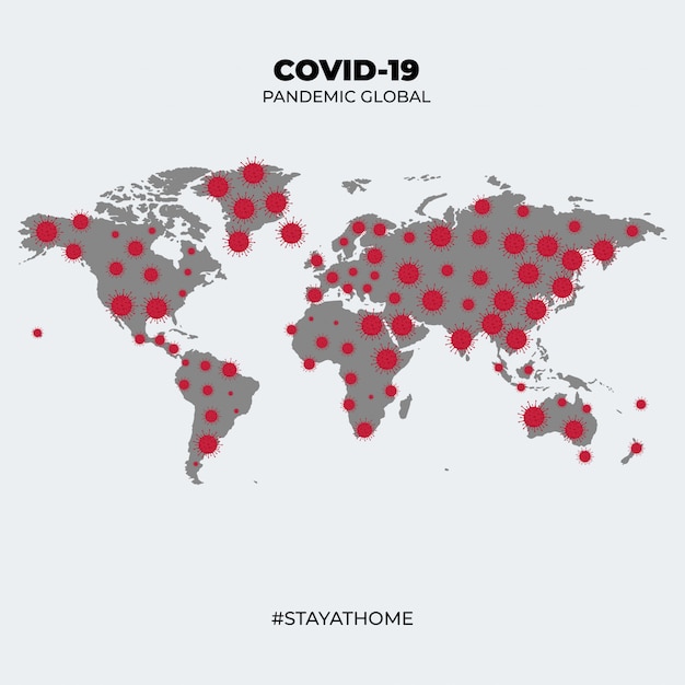 Covid-19コロナウイルス感染国の世界地図