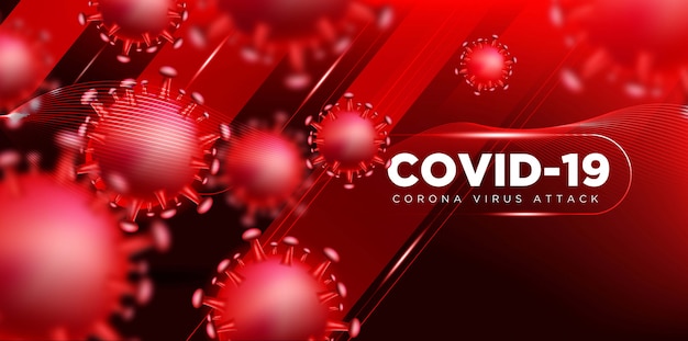 Covid Coronavirus в реальной 3D иллюстрации концепции, чтобы описать атаку вируса короны