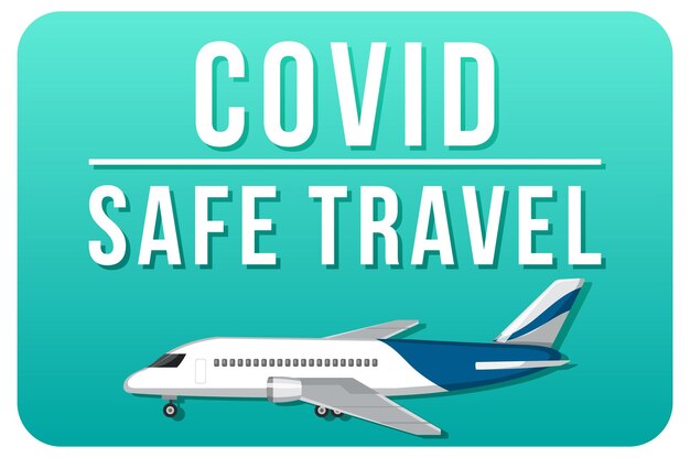 Covid safe travel banner with an airplane – Free vector download