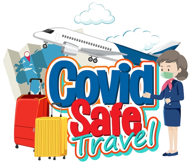 Дизайн типографики Covid Safe Travel с бортпроводником