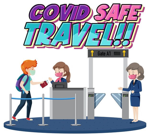 乗客とのCovidSafeTravelタイポグラフィデザイン