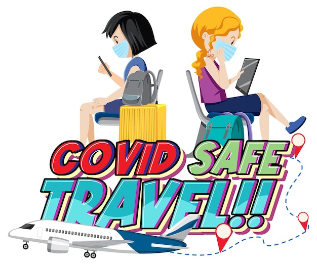 Free vector covid safe travel with passengers waiting for boarding