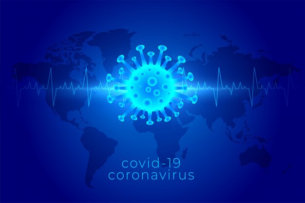 푸른 색조의 Covid19 코로나 바이러스 글로벌 유행성 배경