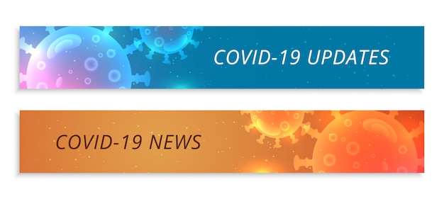 Vettore gratuito covid19 aggiornamenti di coronavirus e set di banner delle ultime notizie