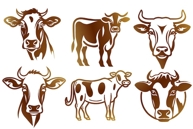 Raccolta di illustrazioni del logo della mucca