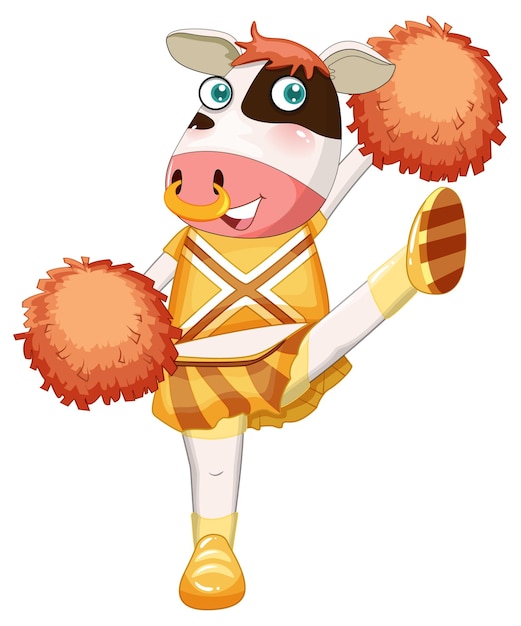 Cow wearing cheerleader costume