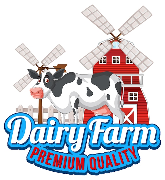 Free vector a cow with a dairy farm label