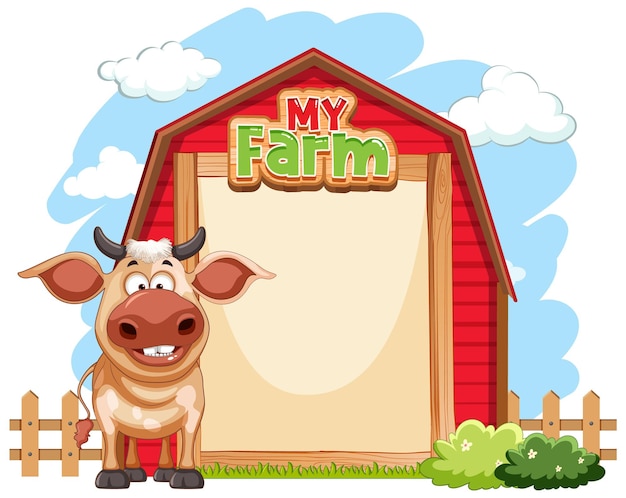 Free vector cow with empty banner templae