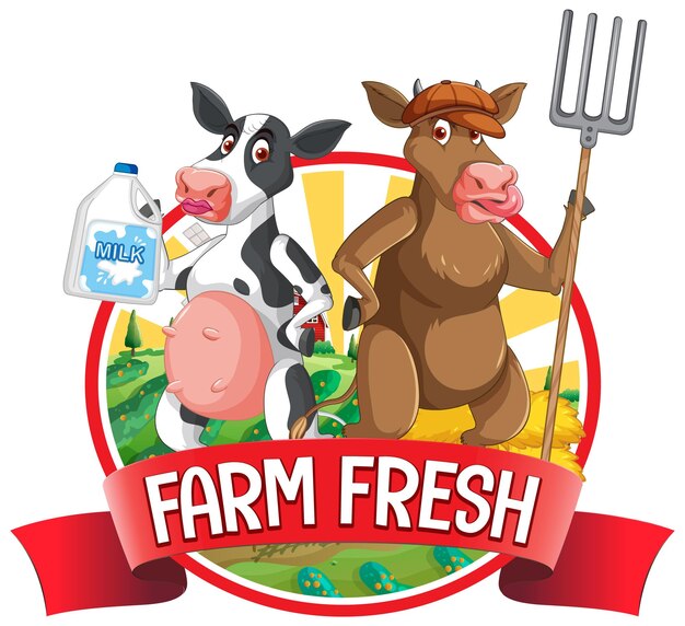 A cow with a Farm fresh label
