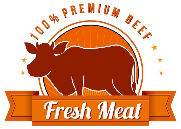 Free vector a cow with a fresh meat label