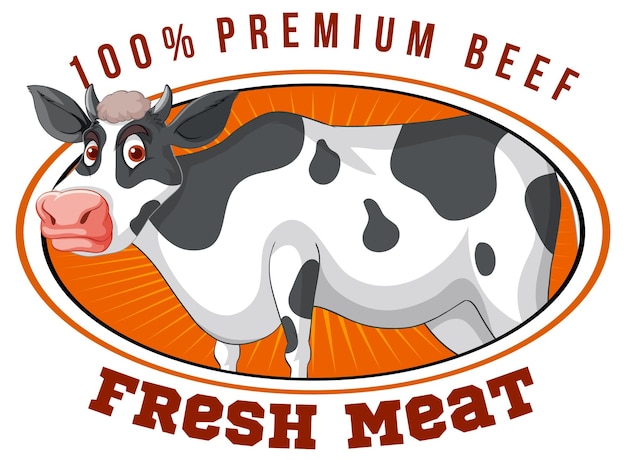 A cow with a fresh meat label