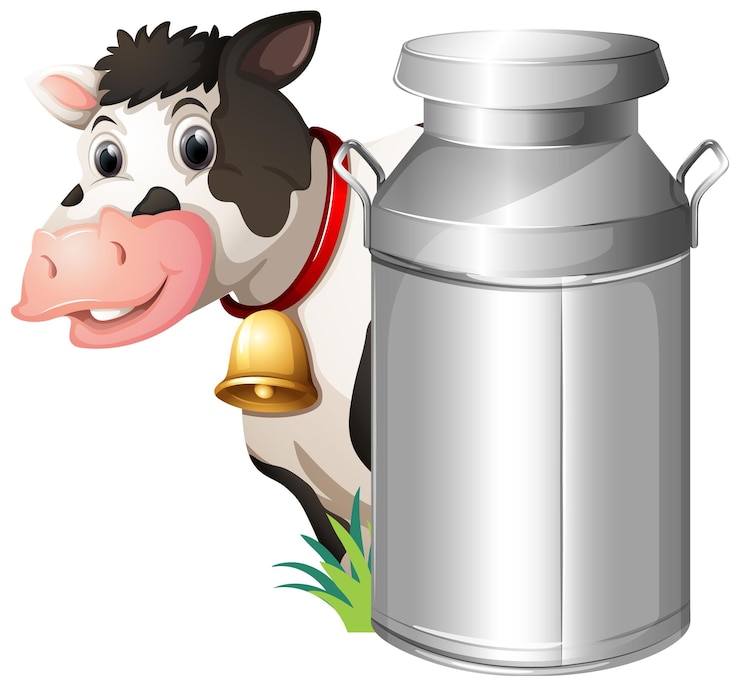 मुफ़्त वेक्टर a cow with milk container