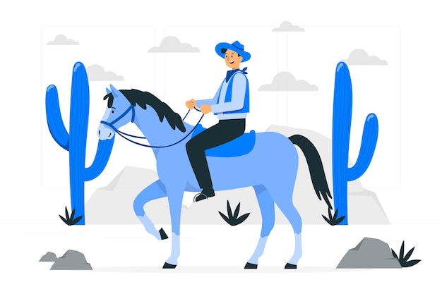 Free vector cowboy on horse concept illustration