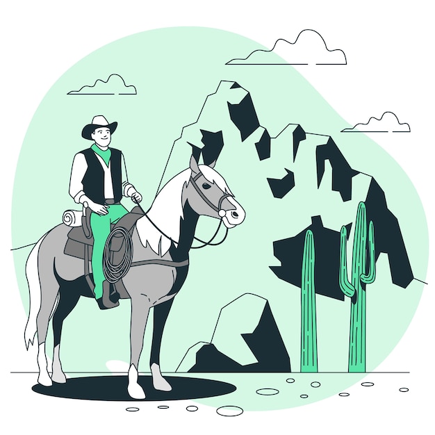 Illustrazione del concetto di cowboy a cavallo