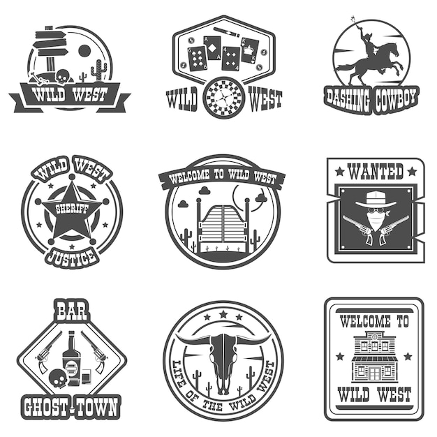 Free vector cowboy label set