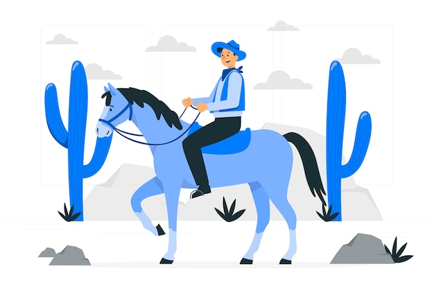 Бесплатное векторное изображение Ковбой на иллюстрации концепции лошади