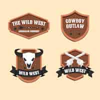 Free vector cowboy party event badges collection