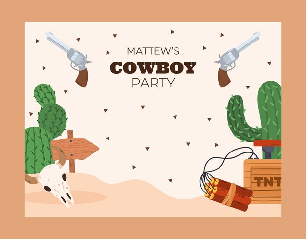 Free vector cowboy party event photocall template