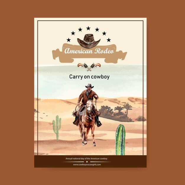 Cowboy poster with American rodeo 