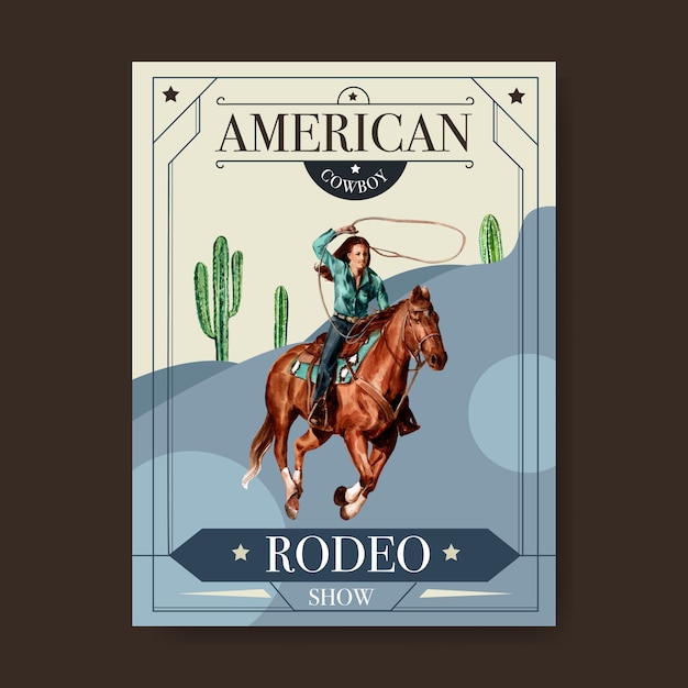 Cowboy poster with woman, horse, cactus