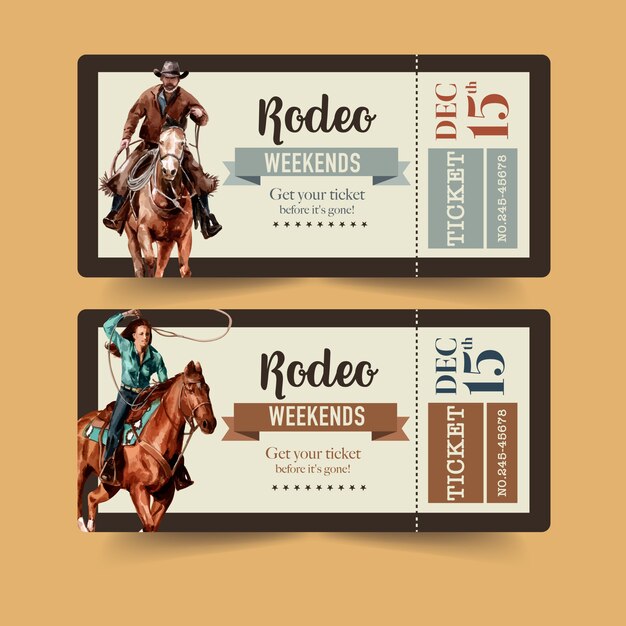 Cowboy ticket with American rodeo 