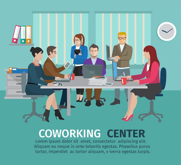 Vettore gratuito concetto del centro di coworking