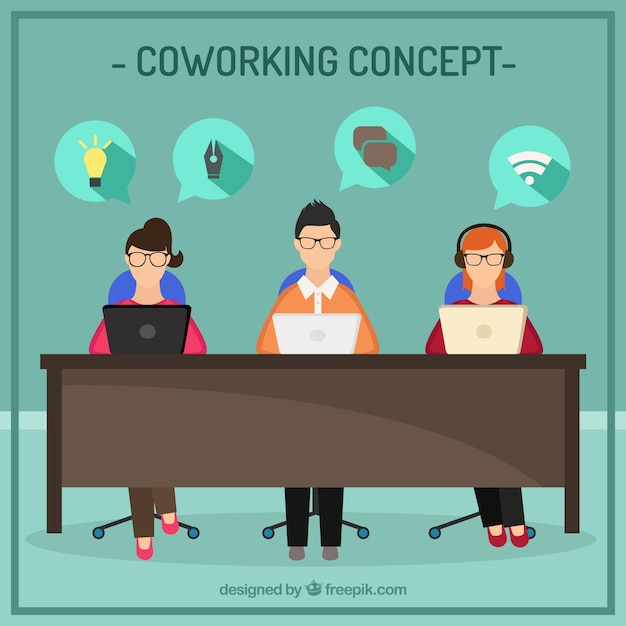 Coworking illustrazione del concetto di piatto