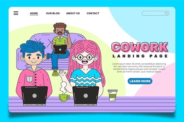 Free vector coworking landing page template