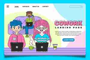 Free vector coworking landing page template