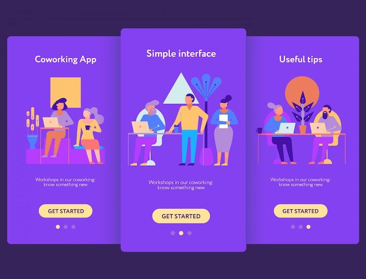 Free Vector coworking mobile screen set