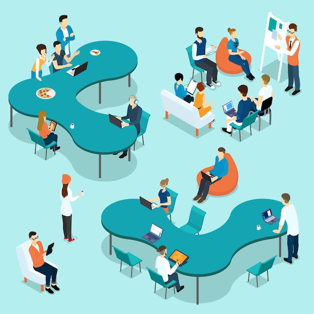 Coworking people isometric set