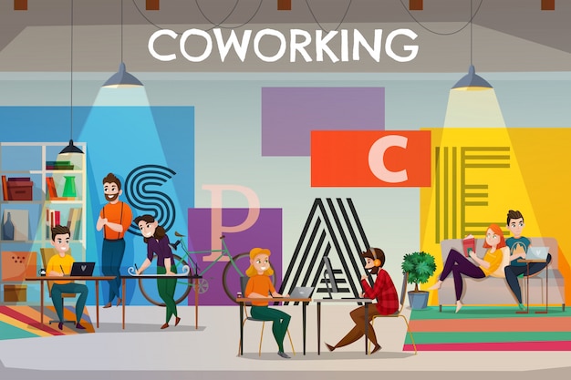 Free vector coworking space illustration