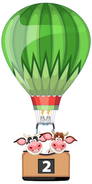 Free vector cows in a hot air balloon adventure