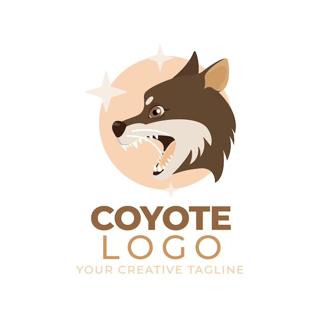 Vettore gratuito modello di logo del marchio coyote