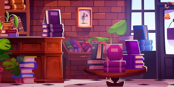 Free Vector cozy bookstore interior