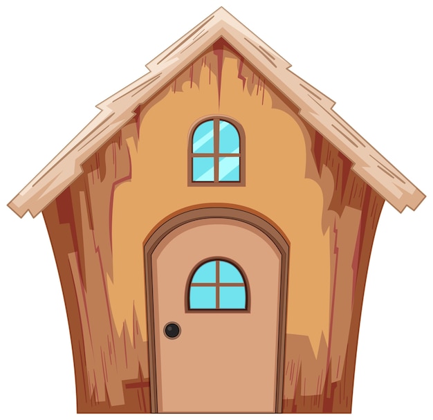 Free vector cozy cartoon wooden house illustration