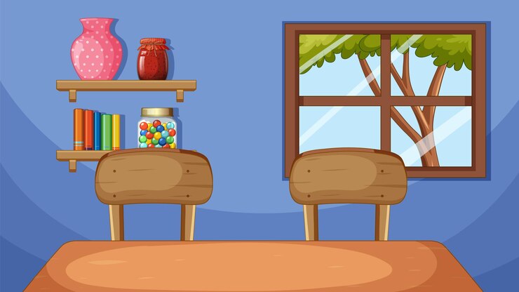 Free Vector cozy corner with window and table