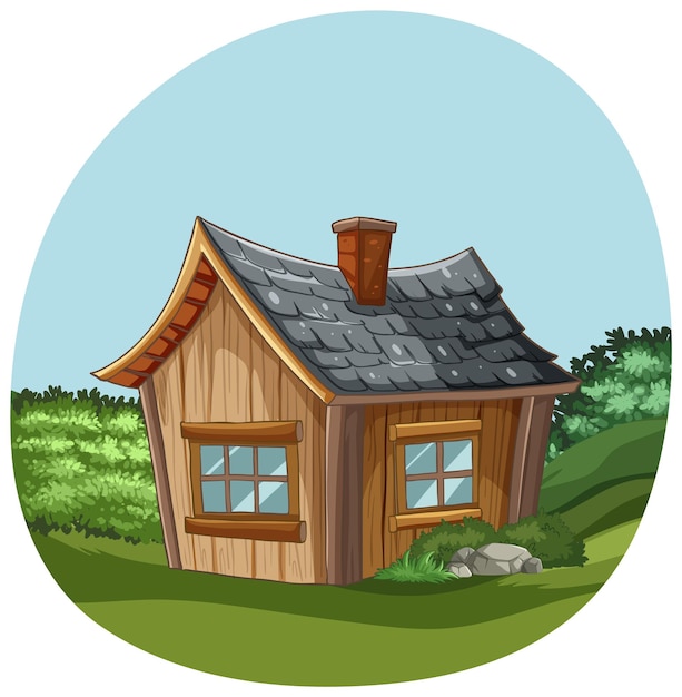 Free vector cozy cottage in idyllic landscape