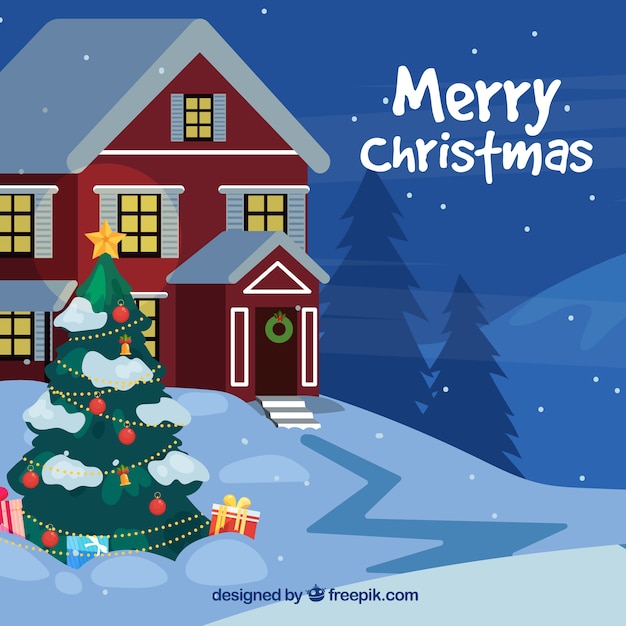 Free vector cozy home on a christmas eve background