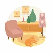 Free vector cozy interior with a pet