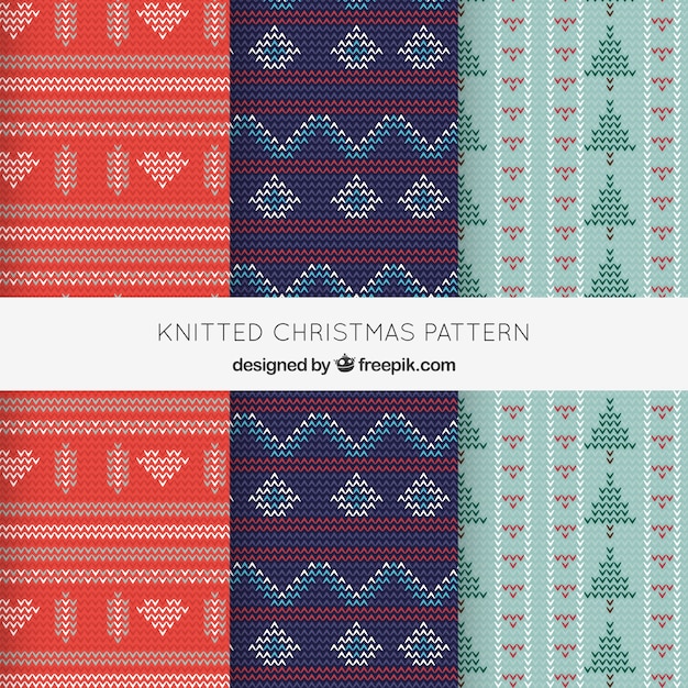 Free vector cozy knitted christmas patterns