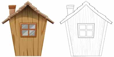 Free vector cozy wooden cottage illustration