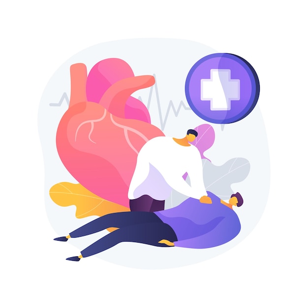 Free vector cpr abstract concept vector illustration. cardiopulmonary resuscitation, cpr, emergency procedure, chest compressions, ambulance, artificial ventilation, first aid training abstract metaphor.