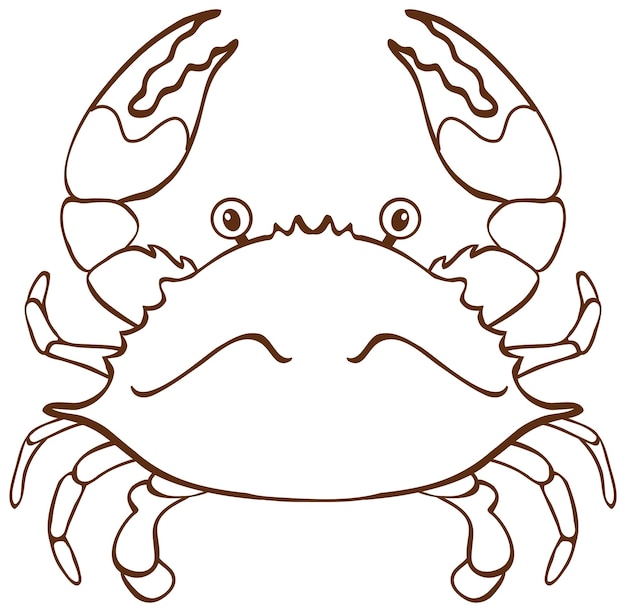 Crab in doodle simple style on white background